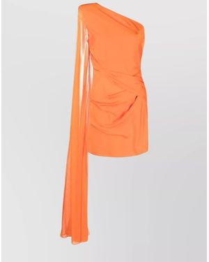 Roland Mouret Draped One-Shoulder Silk Mini Dress - Orange