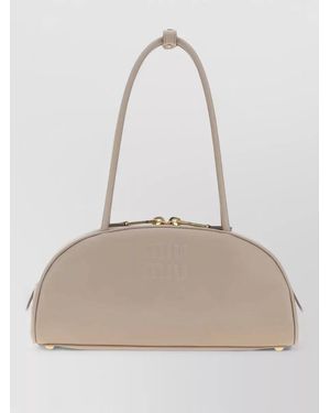 Miu Miu Beau Leather Shoulder Bag Top Handle - Natural