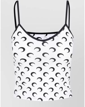 Marine Serre Moon Logo Sleeveless Jersey Top - White