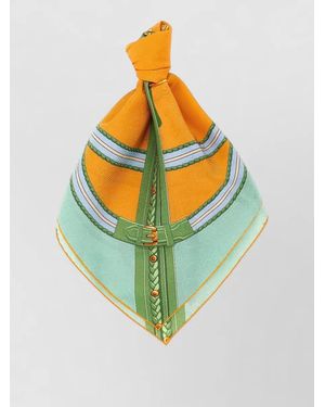 Gucci Silk Hair Scarf Belt Motif Square - Yellow
