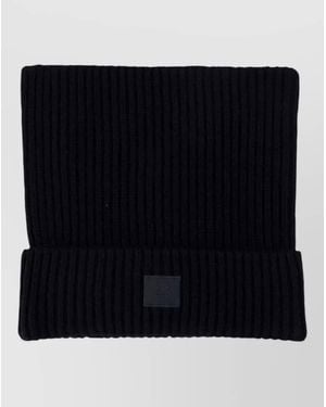 Acne Studios Ribbed Cotton Beanie Hat Folded Cuff - Black