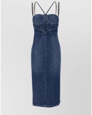 Nensi Dojaka Denim Midi Dress - Blue