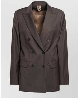 Max Mara Double Breasted Tailored Jacket Front Pockets - Black