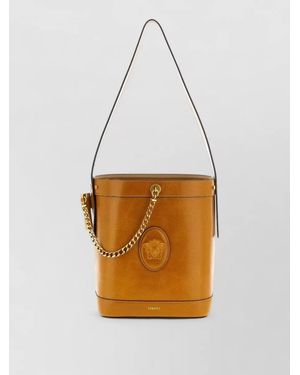 Versace Small Leather Bucket Bag - White