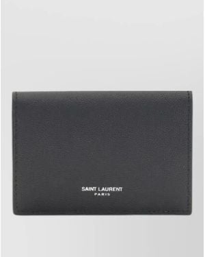 Saint Laurent Leather Card Holder - Gray