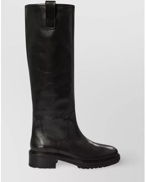 Aeyde "Henry" Leather Knee-High Boots With Chunky Sole - Black