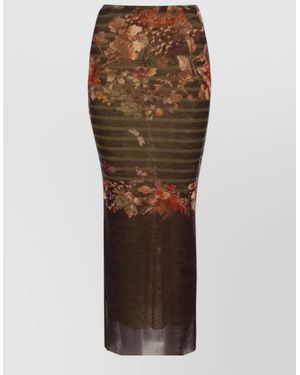 Jean Paul Gaultier Printed Maxi Skirt - Brown