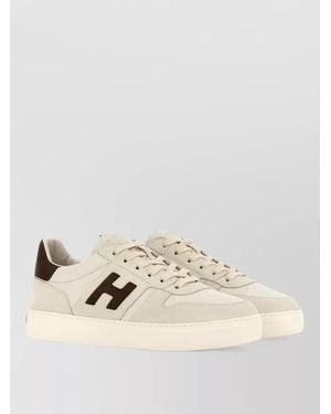 Hogan H668 Leather Low Top Lace Up Sneakers - Natural