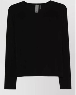 Norma Kamali Long Sleeve Cropped Crew Neck T-Shirt - Black