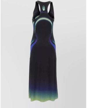 CASABLANCA Graphic Scoop Neck Slinky Midi Dress - Blue