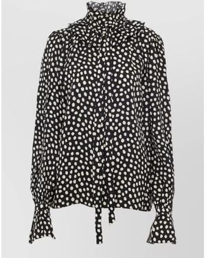 Chloé Polka Dot High Neck Silk Blouse - Black