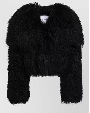 The Attico Faux Shearling Short Jacket - Black