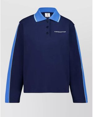 CASABLANCA Polo Collar Sweatshirt Long Sleeve Stripes - Blue