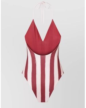 Fendi Reversible One Piece Swimsuit Pequin Stripes - Red