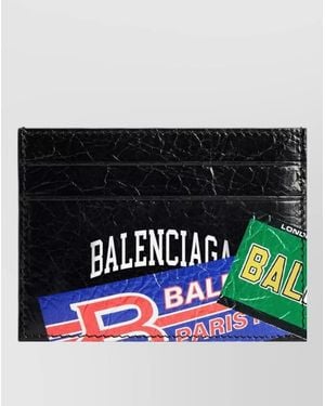 Balenciaga Cash Card Holder Textured Finish - Black
