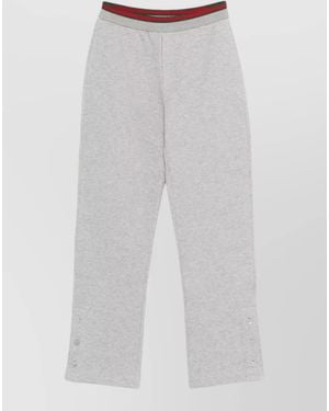 Gucci Web Waistband Cotton Pants Side Stripe - Gray