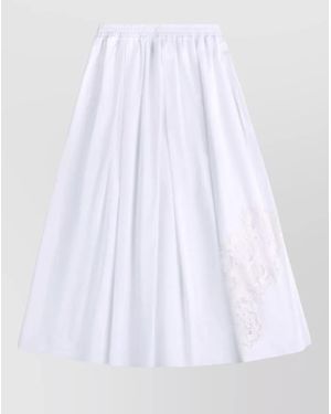 Fay Cotton A Line Lace Midi Skirt - White
