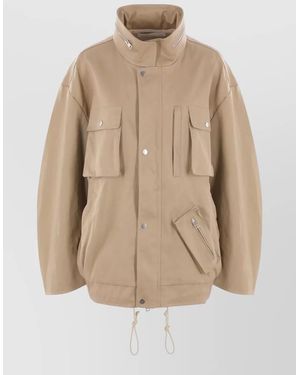 Niccolò Pasqualetti Drawstring Hem High Collar Utility Jacket - Natural