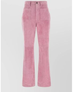 Chloé Suede Flared High Waist Tailored Pants - Pink