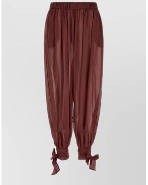 ANDAMANE Noor Sheer Fabric Mid Rise Trousers - Red