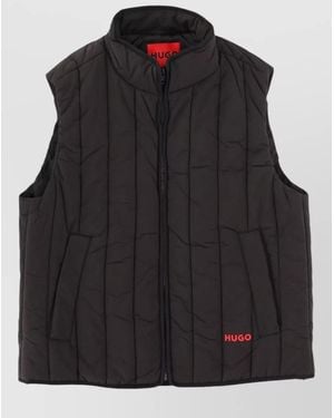 HUGO Breno Vest Regular Fit High Collar - Black