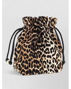 Ganni Animal Print Bucket Bag Hardware - Black