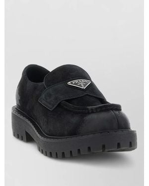 Prada Suede Derby Shoes Sculptural Sole Design - Black