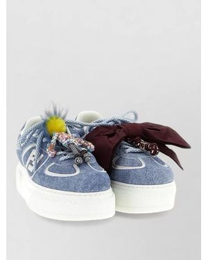 Fendi Leather Match Low-Top Sneakers - Blue