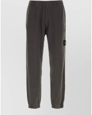 Stone Island Cotton Joggers Elastic Waist Side And Back Pocket - Grey