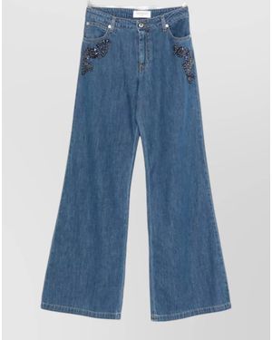 ERMANNO FIRENZE Wide Leg Jeans Crystal Embellished - Blue