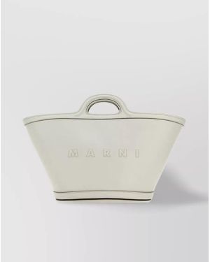 Marni Tropicalia Small Leather Tote Bag - White