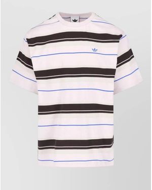 adidas Crew Neck Shirt Short Sleeves Stripes - White