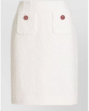 Dolce & Gabbana Cotton Tweed Straight Midi Skirt - Natural