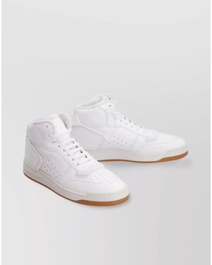 Saint Laurent Leather High-Top Trainers - White