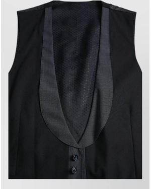 Dolce & Gabbana Hooded Full Zip Tailored Wool Silk Waistcoat - Black