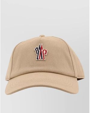 Moncler Cotton Hat Logo Patch Front Detail - Natural