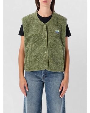 American Vintage Shearling-Effect Cropped Gilet - Green