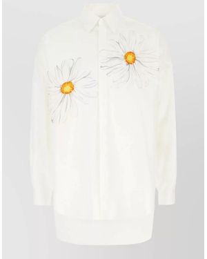 Moschino Poplin Shirt Floral Design Long Sleeves - White