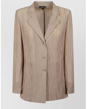 Emporio Armani Single Breasted Blazer Textured Fabric Lapel - Natural