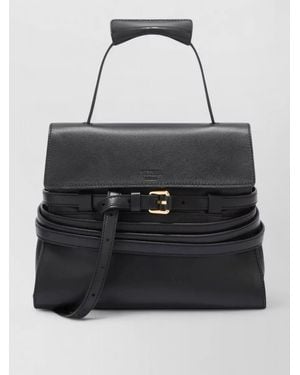 Moschino Leather Buckle Shoulder Bag - Black
