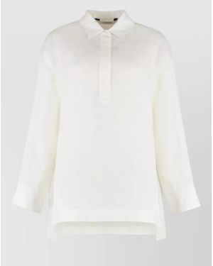 Max Mara Varese Linen Shirt Collared Long Sleeves - White
