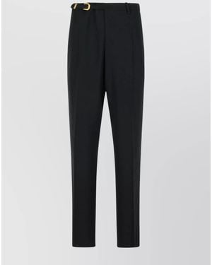 Versace Virgin Wool Blend Tailored Trousers - Black