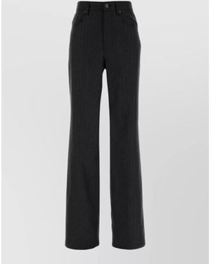 Balenciaga Embroidered Wool Palazzo Pants Featuring Pockets - Black