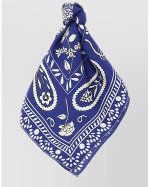 Alberto Biani Silk Scarf Bird Floral Horse Leopard - Blue
