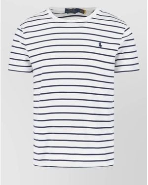 Polo Ralph Lauren Crew Neck Striped Short Sleeve T Shirt - White