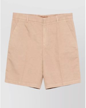 ZEGNA Tailored Bermuda Shorts Belt Loops Pockets - Natural