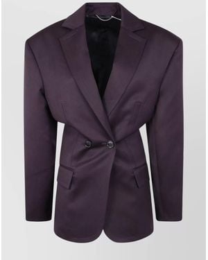 Magda Butrym Wool Double-Breasted Fitted Blazer - Blue