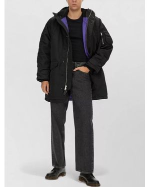 Alpha Industries Long Hooded N 3B Bomber Coat - Black