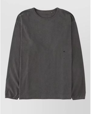 sunflower Long Sleeve T Shirt Distressed Detail - Grey