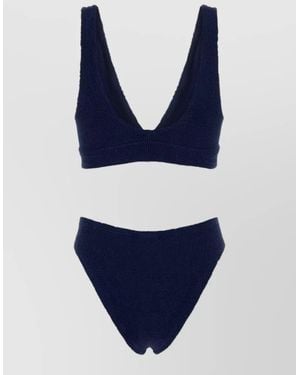 Hunza G Textured One-Shoulder Bikini - Blue